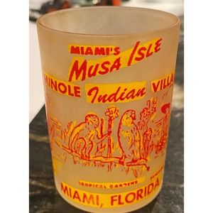 Vintage Miami Musa  Isle Seminole Indian Village shot glass approx 3" 1950's